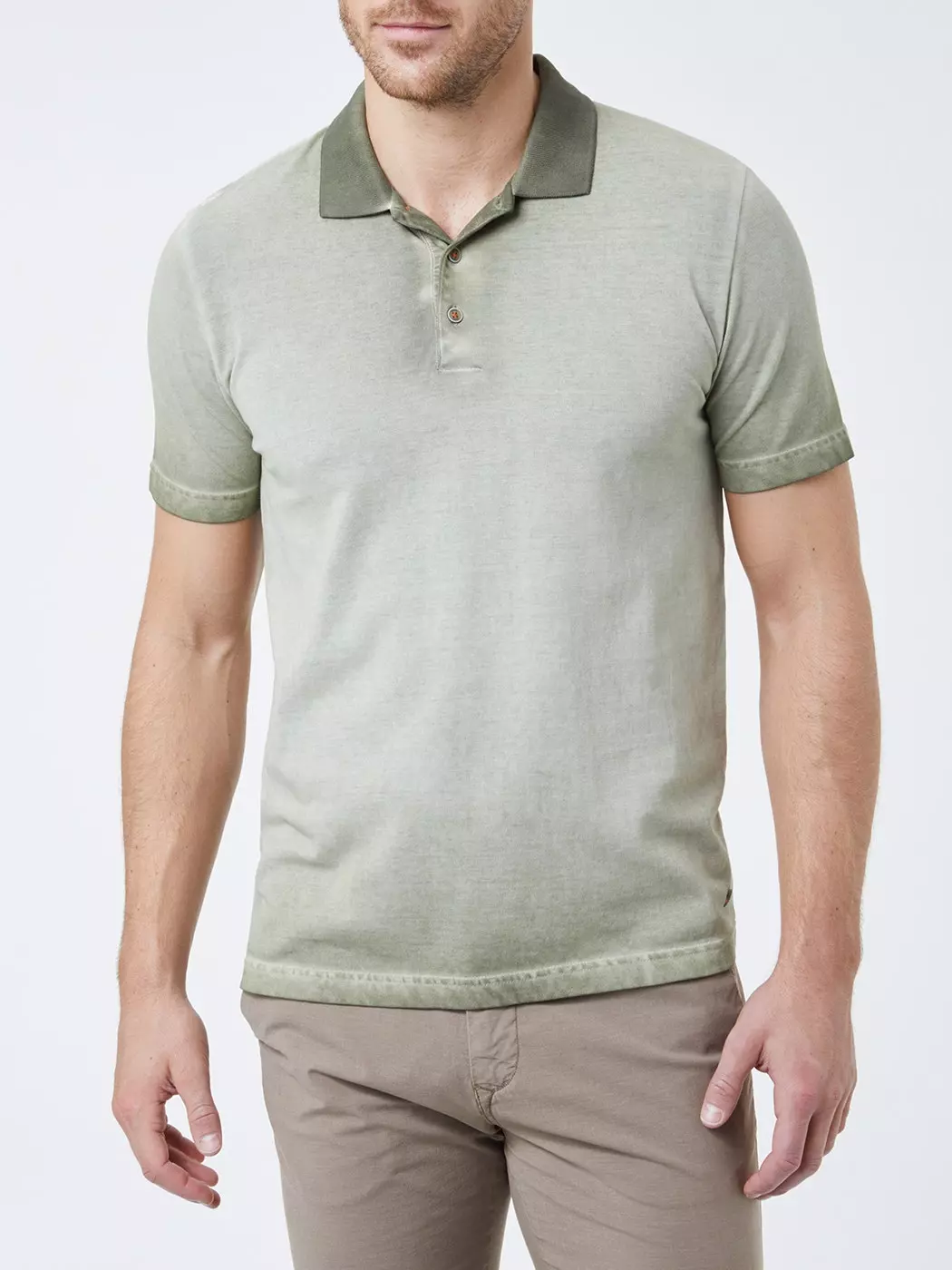 PIERRE CARDIN POLOSHIRT KORTE MOUW FADED GROEN