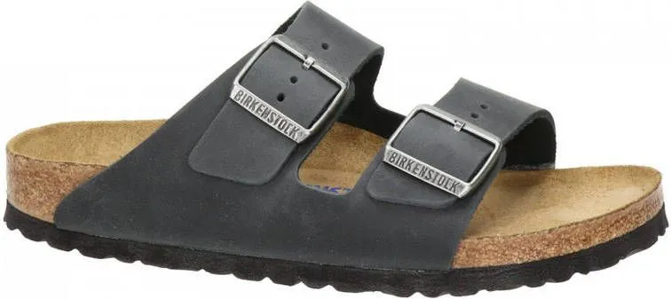 Birkenstock Arizona nubuck slippers zwart