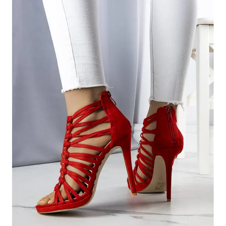 BM Rode Pompis sandalen met hoge hak rood
