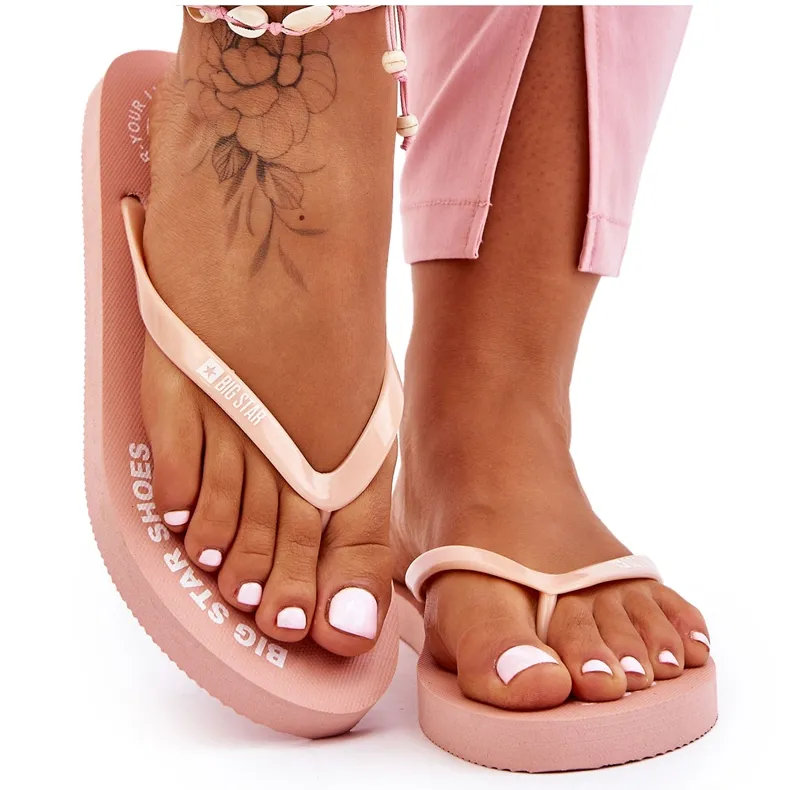 Comfortabele Big Star Teenslippers LL274802 Nude roze