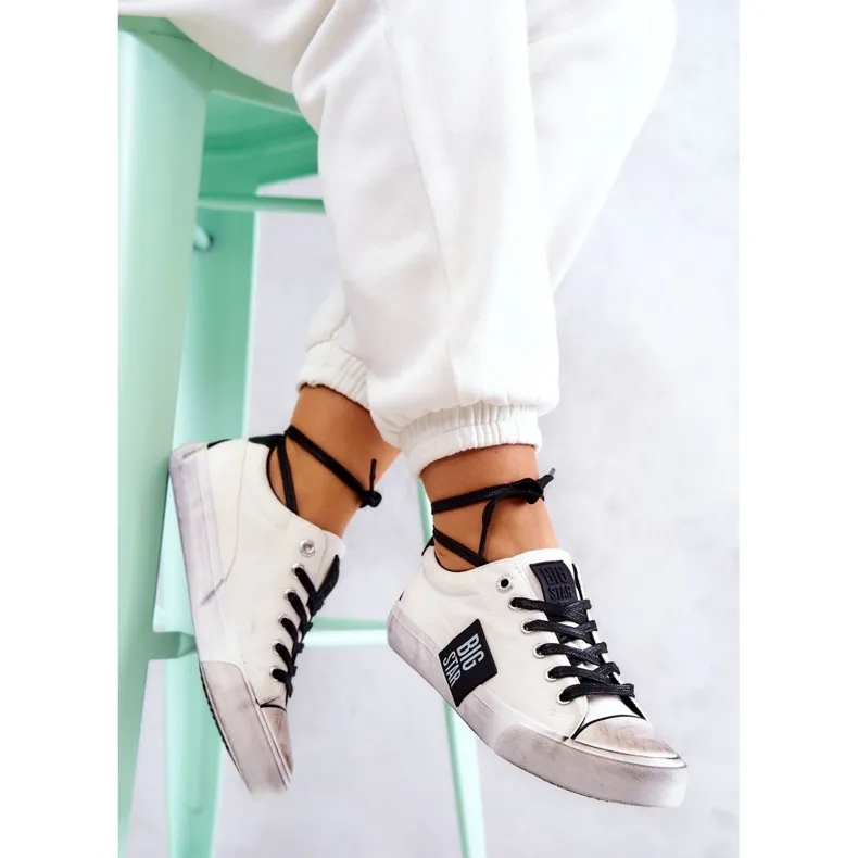 Damessneakers Big Star JJ274350 Witte en zwarte sneakers