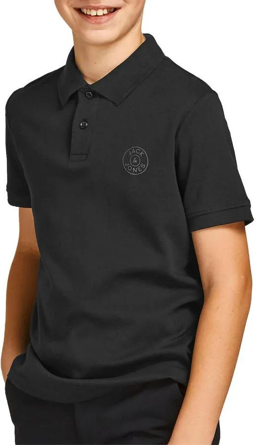 Jack & jones JUNIOR polo JCOJERSEY zwart Jongens Katoen Polokraag Effen 176