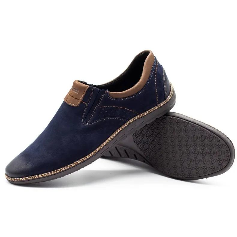 Joker Herenschoenen, leren mocassins 937 marineblauw