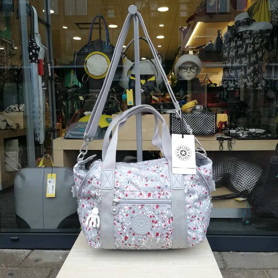 Kipling ART MINI Speckled licht grijs met stippen