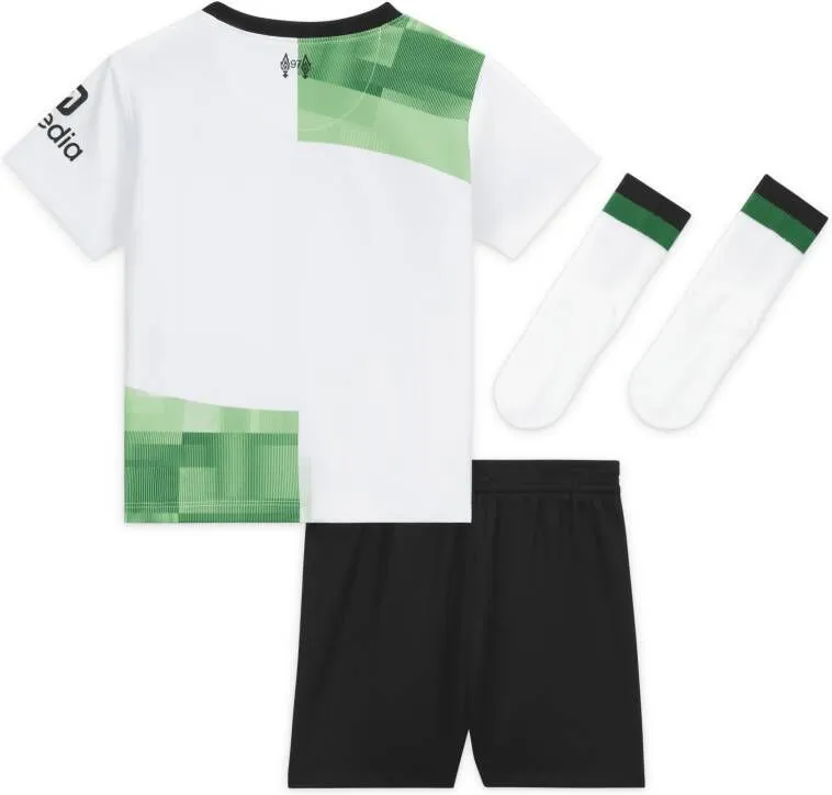 NIKE LIVERPOOL FC 2023 24 UIT DRIFIT DRIEDELIG TENUE VOOR BABY'S PEUTERS WIT