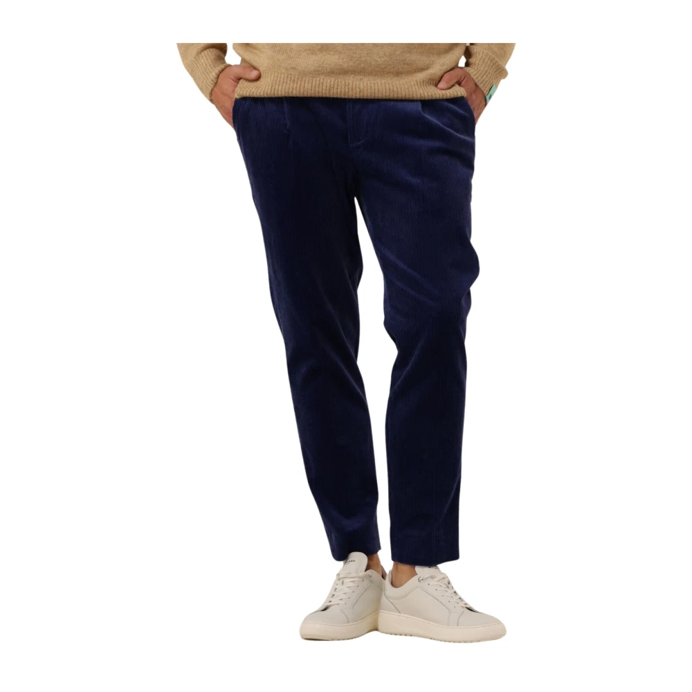 Scotch & Soda Heren Broeken Blake Pleated Corduroy Chino Blue Heren