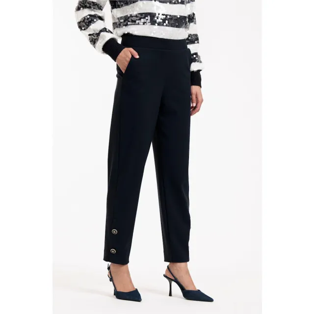 Studio Anneloes ivory button trousers 12010 6900 dark blue