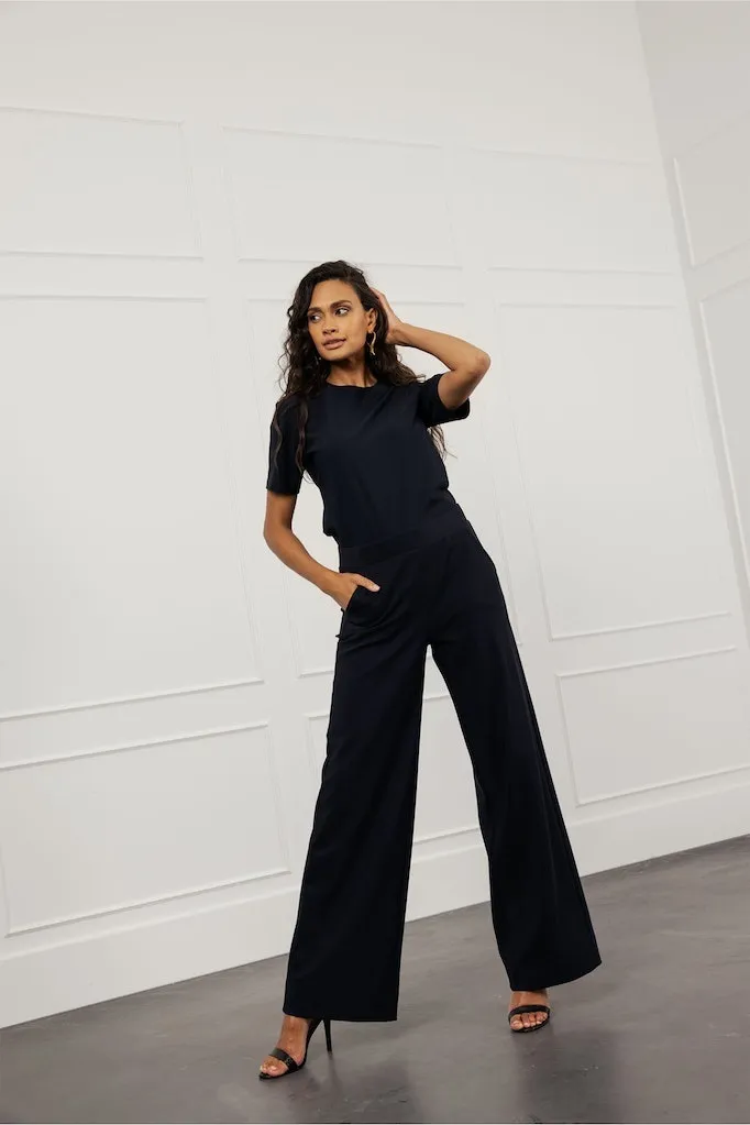 STUDIO ANNELOES WIDE LEG BROEK LEXIE BONDED 94779  9000 BLACK