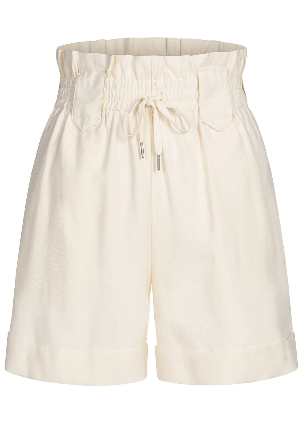 VILA Damen Paperbag Shorts mit Gummibund birch beige