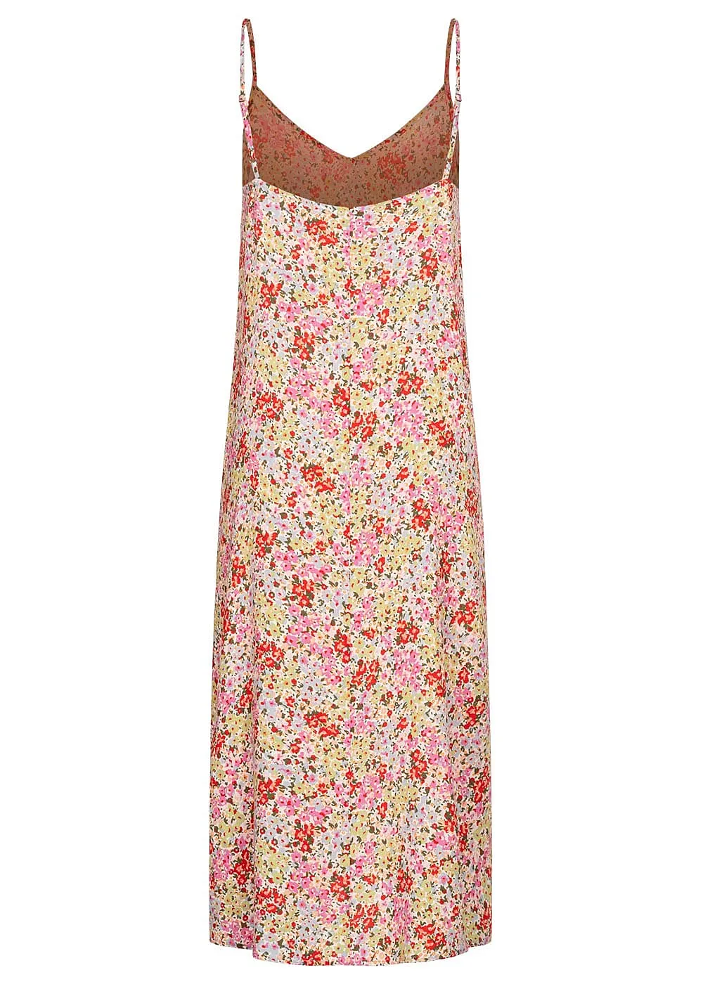 VILA Dames Viscose Jurk met verstelbare bandjes en bloemenprint wit multicolor