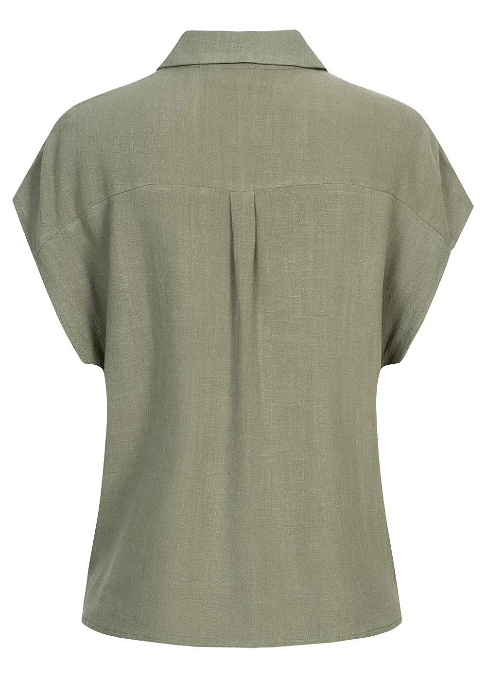 VILA Dames Viscose Linnen Shirt met knopen olijfgroen
