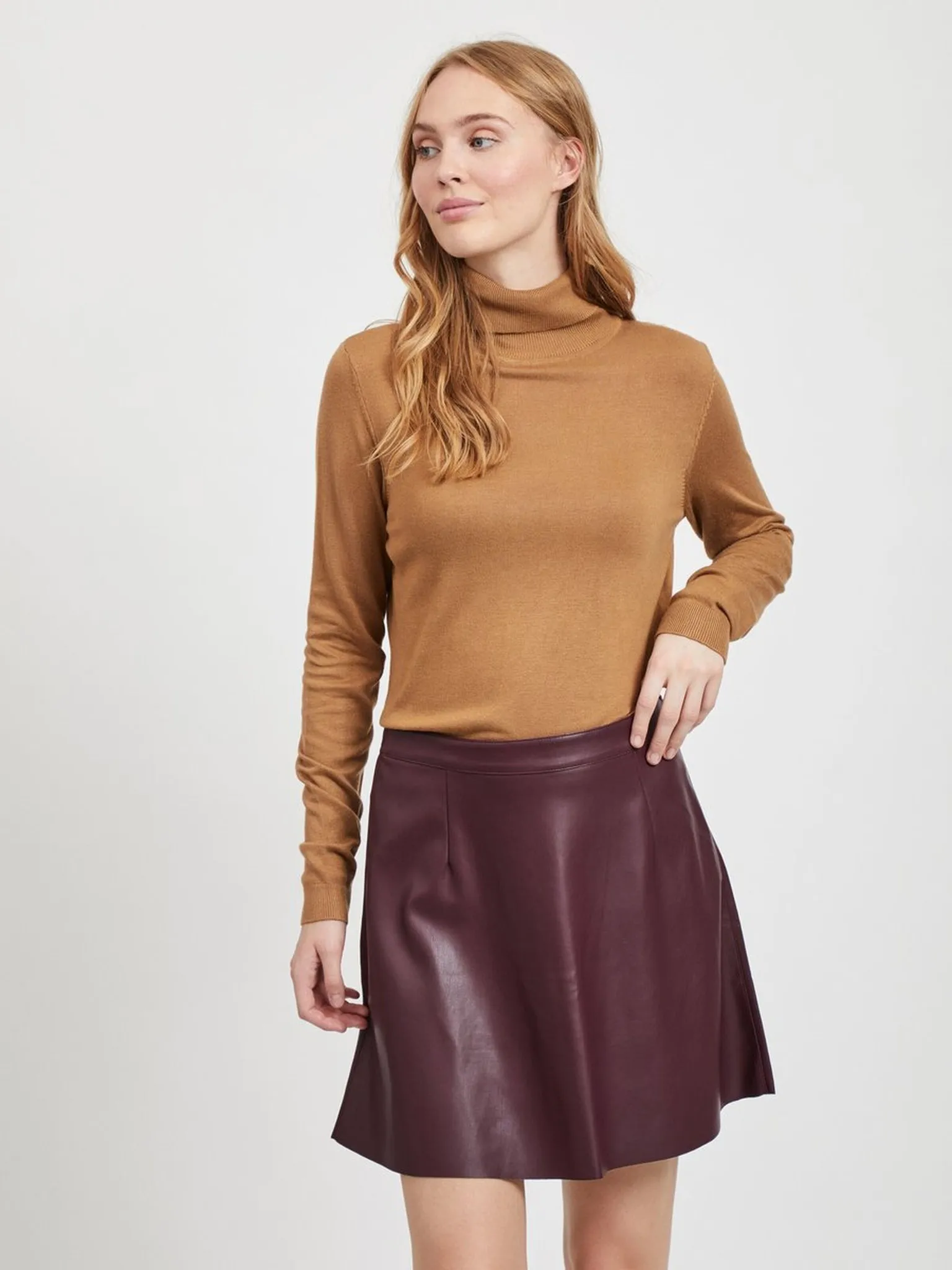 VILA VIBOLONIA KNIT L/S ROLLNECK TOPNOOS TIGERS EYE