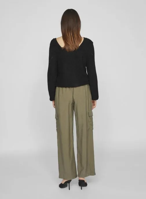      VILA VISUVA STRAIGHT HW CARGO PANTS  GROEN   