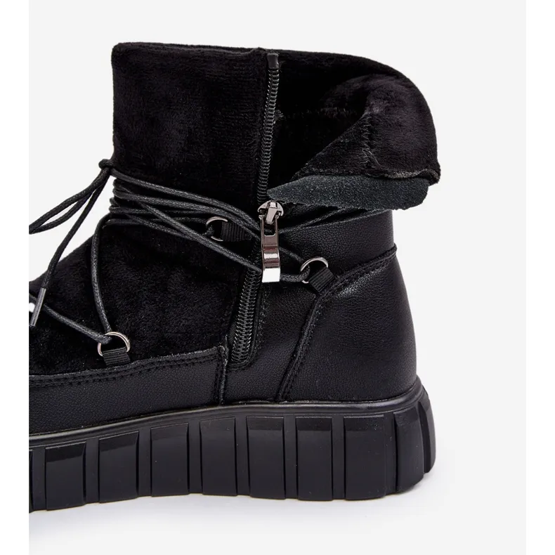 Vinceza Leren snowboots op platform zwart Maxava