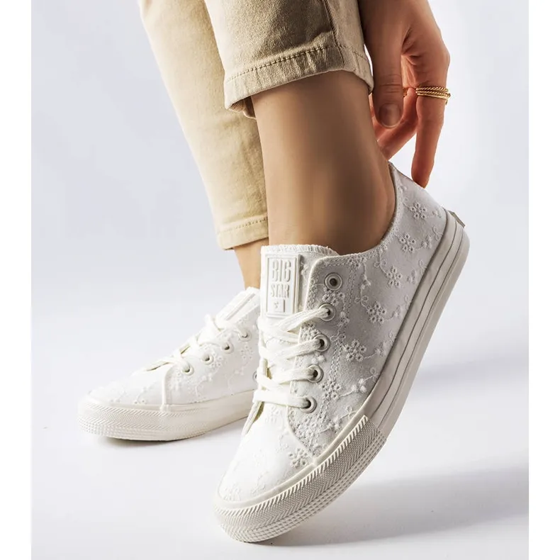 Witte sneakers met Big Star borduursel LL274223